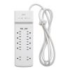 Surge Protector, 10 AC Outlets/2 USB Ports, 6 ft Cord, 3,000 J, White1