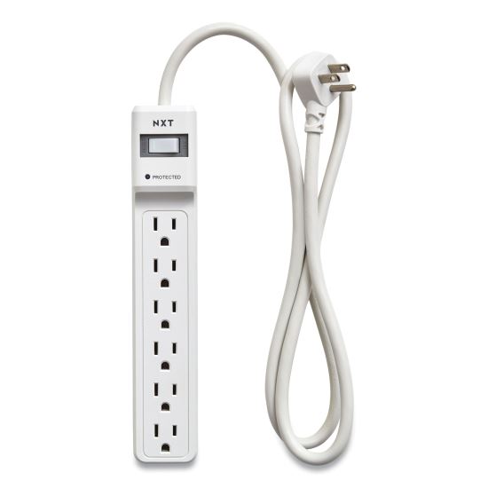 Surge Protector, 6 AC Outlets, 4 ft Cord, 600 J, White1