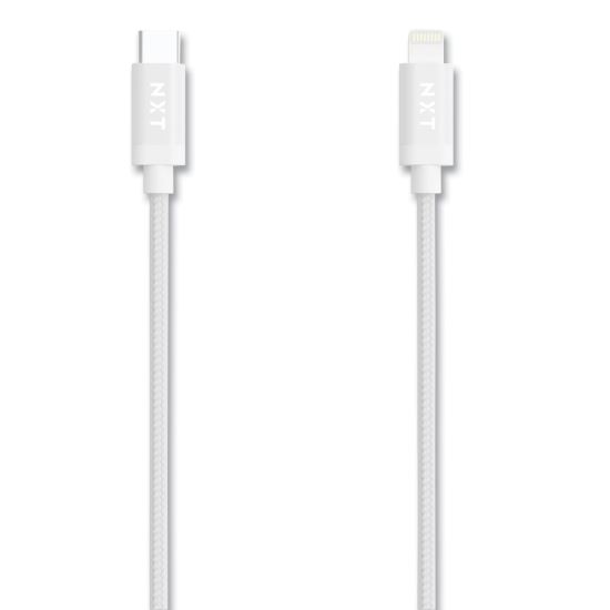 Braided Apple Lightning Cable to USB-C Cable, 6 ft, White1