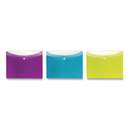 Dual Pocket Snap Envelope, 2 Sections, Snap Closure, Letter Size, Assorted Colors, 3/Pack1