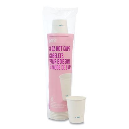 White Paper Hot Cups, 8 oz, 100/Pack1