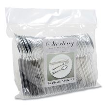 Sterling Heavy-Duty Plastic Cutlery, Spoons, Silver, 50/Pack1