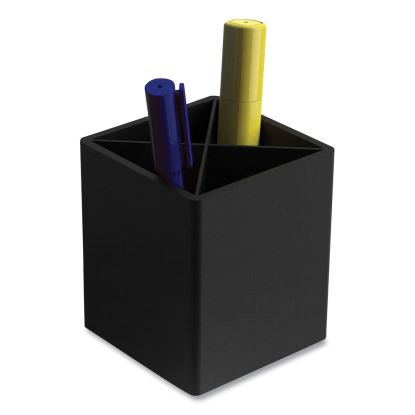 Divided Plastic Pencil Cup, 3.31 x 3.31 x 3.87, Black1