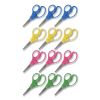 Kids' Pointed Tip Stainless Steel Scissors, 5" Long, 2.05" Cut Length, Assorted Straight Handles, 12/Pack1