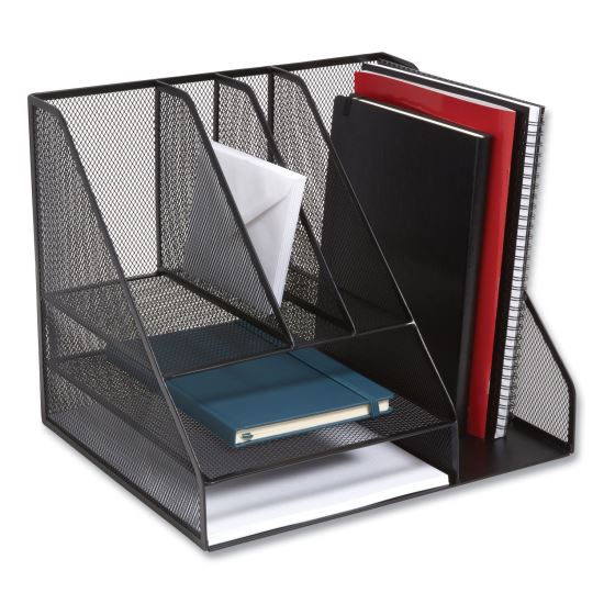 Wire Mesh Combination Organizer, Vertical/Horizontal, 8 Sections, Letter-Size, 12 x 12 x 13.97, Matte Black1