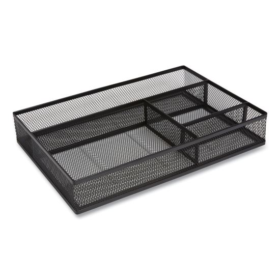 Mesh Drawer Organizer, Four Compartment, 13.58 x 9.45 x 2.2, Black1