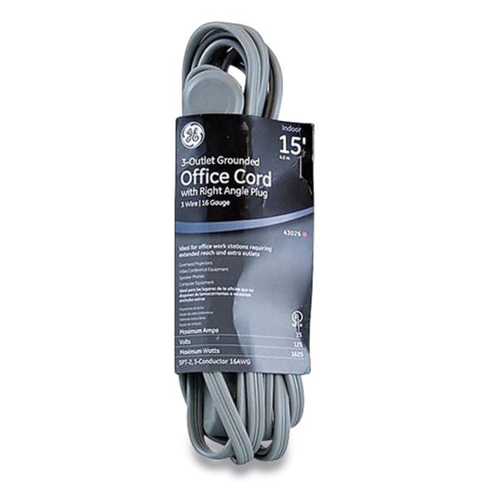 Power Strip, 3 Outlets, 15 ft Cord, Gray1