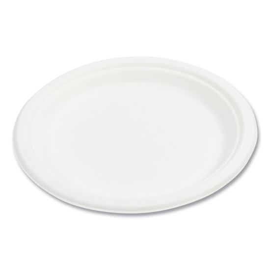 Bagasse PFAS-Free Dinnerware, Plate, 9" dia, White, 500/Carton1