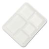 Bagasse PFAS-Free Food Tray, 5-Compartment, 8.26 x 0.98 x 10.9, White, Bamboo/Sugarcane, 500/Carton1