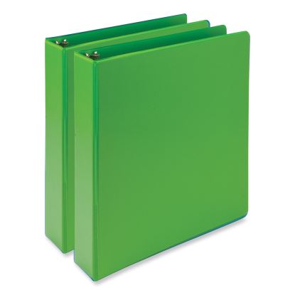 Earth's Choice Plant-Based Economy Round Ring View Binders, 3 Rings, 1.5" Capacity, 11 x 8.5, Lime, 2/Pack1