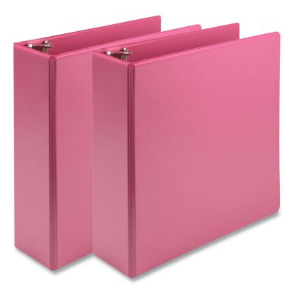 Earth's Choice Plant-Based Economy Round Ring View Binders, 3 Rings, 3" Capacity, 11 x 8.5, Pink, 2/Pack1