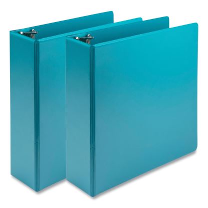 Earth's Choice Plant-Based Economy Round Ring View Binders, 3 Rings, 3" Capacity, 11 x 8.5, Teal, 2/Pack1