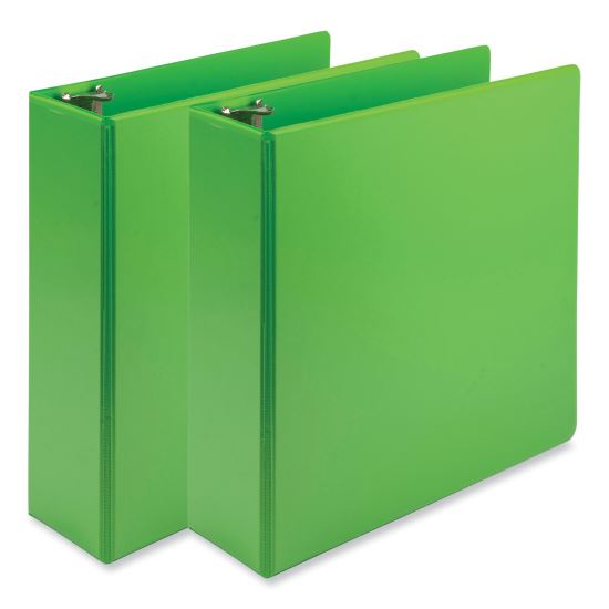 Earth's Choice Plant-Based Economy Round Ring View Binders, 3 Rings, 3" Capacity, 11 x 8.5, Lime, 2/Pack1