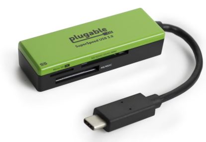 Plugable Technologies USBC-FLASH3 card reader USB 3.2 Gen 1 (3.1 Gen 1) Type-C Black, Green1