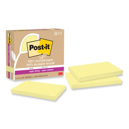 100% Recycled Paper Super Sticky Notes, 3" x 5", Canary Yellow, 70 Sheets/Pad, 12 Pads/Pack1