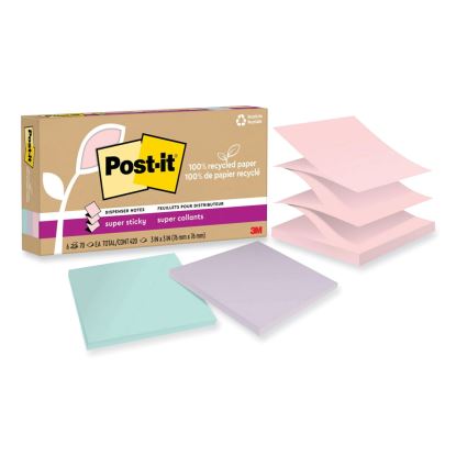100% Recycled Paper Super Sticky Notes, 3" x 3", Wanderlust Pastels, 70 Sheets/Pad, 6 Pads/Pack1