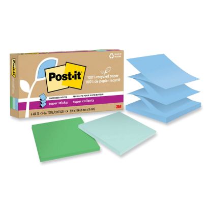 100% Recycled Paper Super Sticky Notes, 3" x 3", Oasis, 70 Sheets/Pad, 6 Pads/Pack1