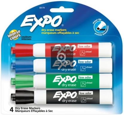 EXPO 80174 marker 4 pc(s) Chisel tip Black, Blue, Green, Red1