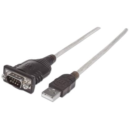 Manhattan 205153 serial cable Black, Transparent 17.7" (0.45 m) USB A Serial/COM/RS232/DB91