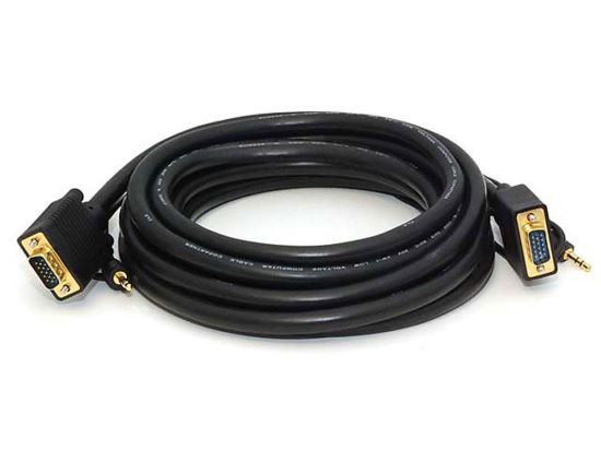 Monoprice VGA-3.5mm/VGA-3.5mm, M/M, 4.572 m 180" (4.57 m) VGA (D-Sub) + 3.5mm Black1