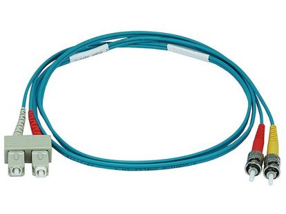 Monoprice 6405 fiber optic cable 39.4" (1 m) ST SC OFNR OM3 Aqua color, Blue1