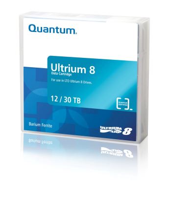 CUSTOM BAR CODE LABELED QUANTUM ULTRIUM-8 DATA CARTRIDGE. 12TB NATIVE / 30TB COM1