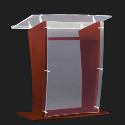 WOOD & FROSTED ACRYLIC FLOOR LECTERN1
