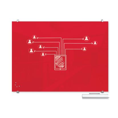 MooreCo 83845-RED magnetic board Glass 47.2 x 70.9" (1198.9 x 1800.9 mm)1