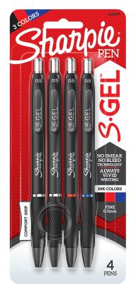 Sharpie S-Gel Retractable gel pen Fine Black, Blue, Red 4 pc(s)1