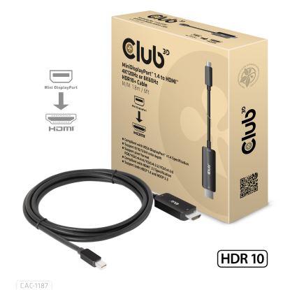 CLUB3D CAC-1187 video cable adapter 70.9" (1.8 m) Mini DisplayPort HDMI Black1