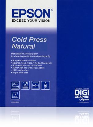 Epson Cold Press Natural, 17" x 15m, 305g/m² large format media 590.6" (15 m) Matte1