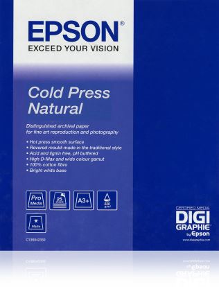 Epson Cold Press Natural, 44" x 15m, 305g/m² large format media 590.6" (15 m) Semi-matte1