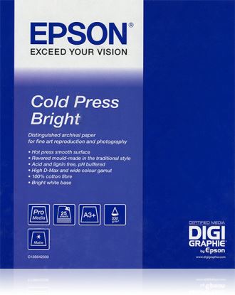 Epson Cold Press Bright, 24" x 15m, 305g/m² large format media 590.6" (15 m) Matte1