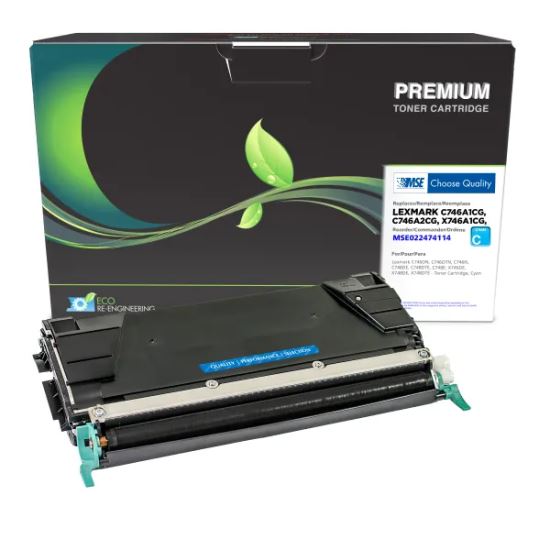 MSE Remanufactured Cyan Toner Cartridge for Lexmark C746/C7481
