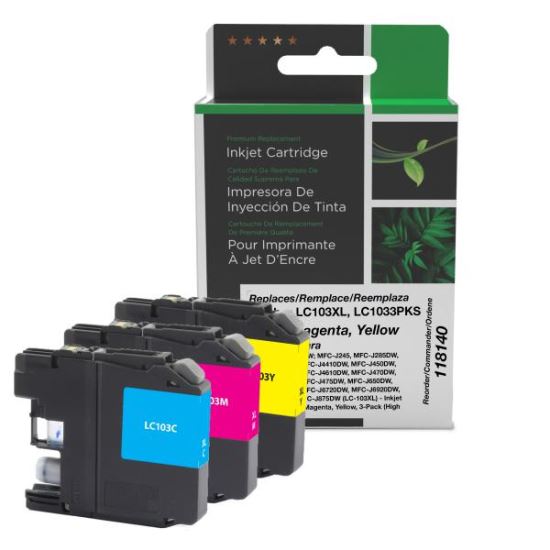 Clover Imaging Remanufactured High Yield Cyan, Magenta, Yellow Ink Cartridges for Brother LC103XL 3-Pack1