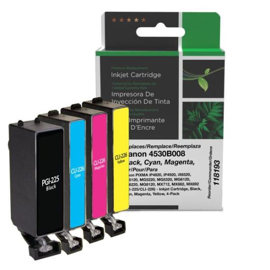 Clover Imaging Remanufactured Black, Cyan, Magenta, Yellow Ink Cartridges for Canon PGI-225/CLI-226 (4530B008) 4-Pack1