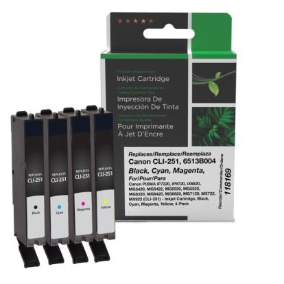 Clover Imaging Remanufactured Black, Cyan, Magenta, Yellow Ink Cartridges for Canon CLI-251 (6513B004) 4-Pack1