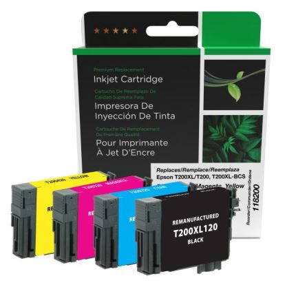 Clover Imaging Remanufactured Black High Capacity, Cyan, Magenta, Yellow Ink Cartridges for Epson T200XL-BCS 4-Pack1