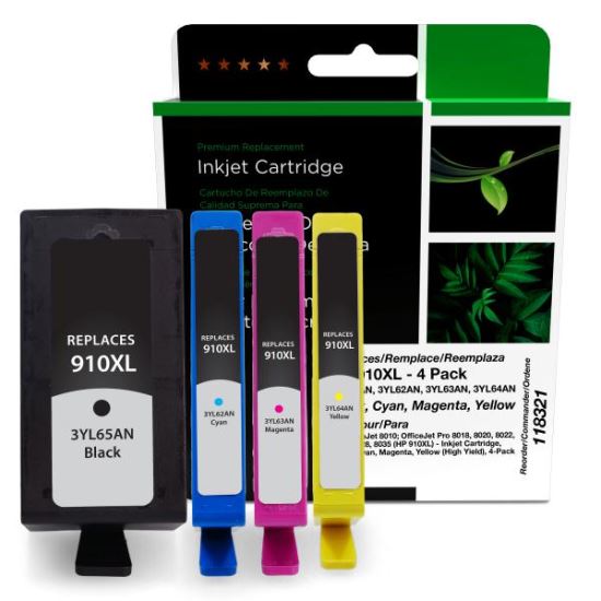 Clover Imaging Remanufactured High Yield Black, Cyan, Magenta, Yellow Ink Cartridges for HP 910XL 4-Pack1