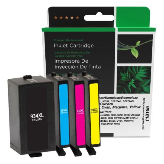 Clover Imaging Remanufactured High Yield Black, Cyan, Magenta, Yellow Ink Cartridges for HP 934XL/HP 935XL (6ZA02AN) 4-Pack1