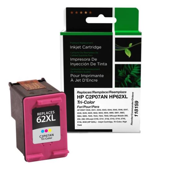 Clover Imaging Remanufactured High Yield Tri-Color Ink Cartridge for HP 62XL (C2P07AN)1