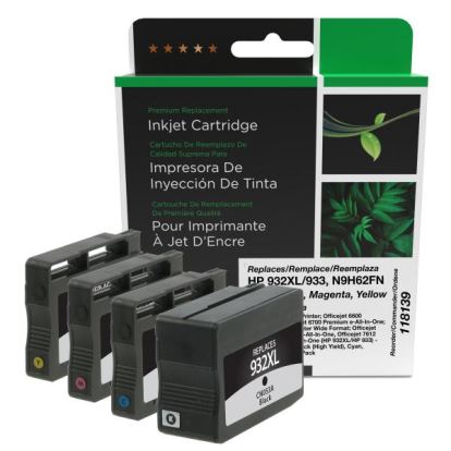 Clover Imaging Remanufactured High Yield Black, Cyan, Magenta, Yellow Ink Cartridges for HP 932XL/933 (N9H62FN) 4-Pack1