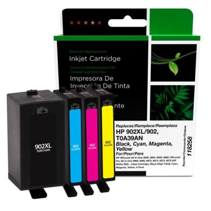 Clover Imaging Remanufactured Black High Yield, Cyan, Magenta, Yellow Ink Cartridges for HP 902XL/902 (T0A39AN) 4-Pack1