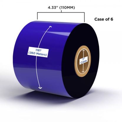 Clover Imaging Non-OEM New Enhanced Wax/Resin Ribbon 110mm x 360M (6 Ribbons/Case) for Datamax Printers1
