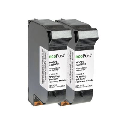 ecoPost Remanufactured Postage Meter Fluorescent Red 2 Pack Ink Cartridge for FP Mailing Solutions PIC101