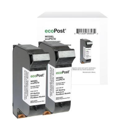 ecoPost Remanufactured Postage Meter Fluorescent Red 2 Pack Ink Cartridge for FP Mailing Solutions PIC101