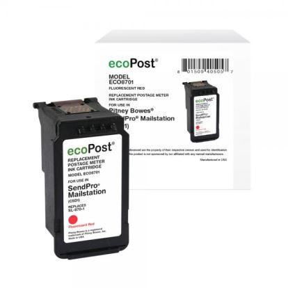 ecoPost Remanufactured Postage Meter Red Ink Cartridge for Pitney Bowes SL-870-11