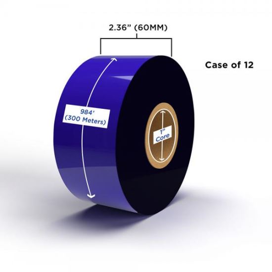 Clover Imaging Non-OEM New Enhanced Wax Ribbon 60mm x 300M (12 Ribbons/Case) for Zebra Printers1