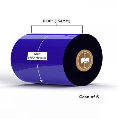 Clover Imaging Non-OEM New Wax Ribbon 154mm x 450M (6 Ribbons/Case) for Zebra Printers1