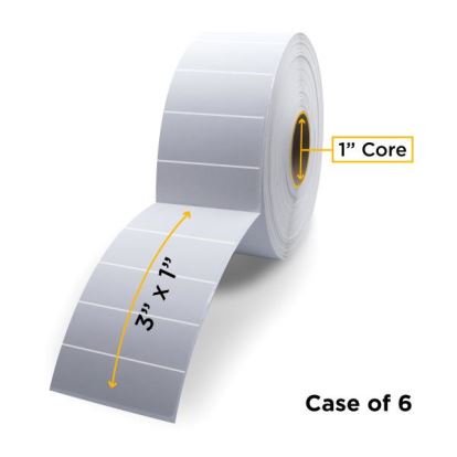 Clover Imaging Non-OEM New Thermal Transfer Label Roll 1.0" ID x 5.0" Max OD for Desktop Barcode Printers1